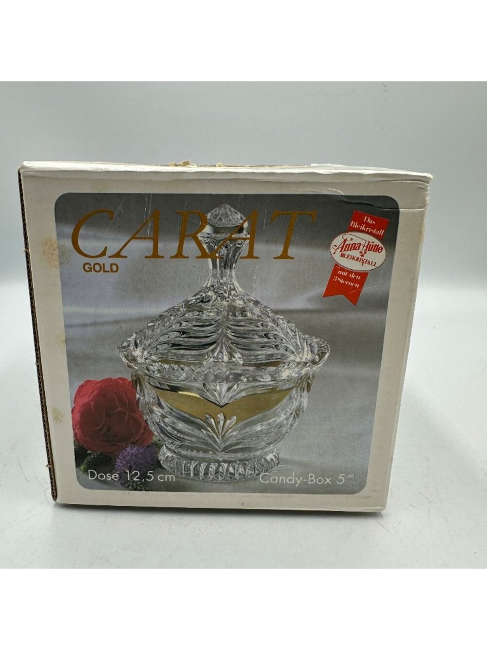 Anna Hütte Lead Crystal Candy Box 12.5 cm Gold-Accented Handcrafted Germany